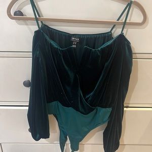 Green velvet bodysuit